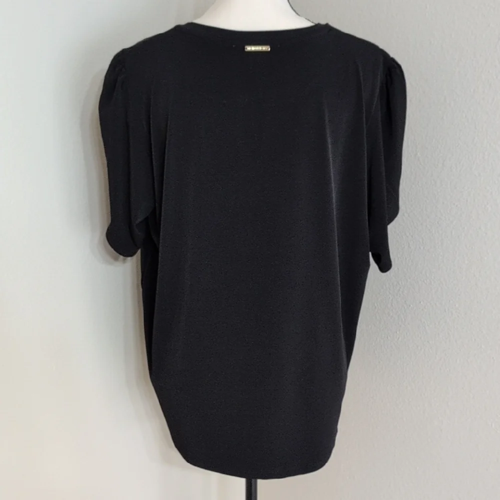 NWOT Michael Kors Black Puff Sleeve Blouse with Petal Sleeves - Picture 4 of 5